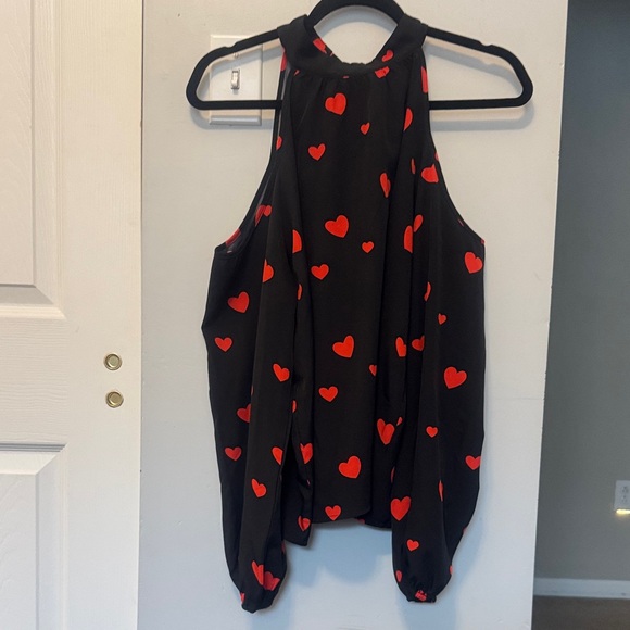 SHEIN Tops - SHEIN Black and Red Heart Blouse